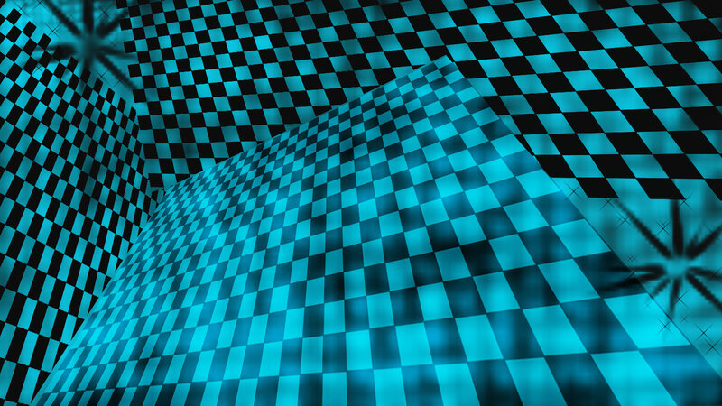 Blue and Black Checkered Floor