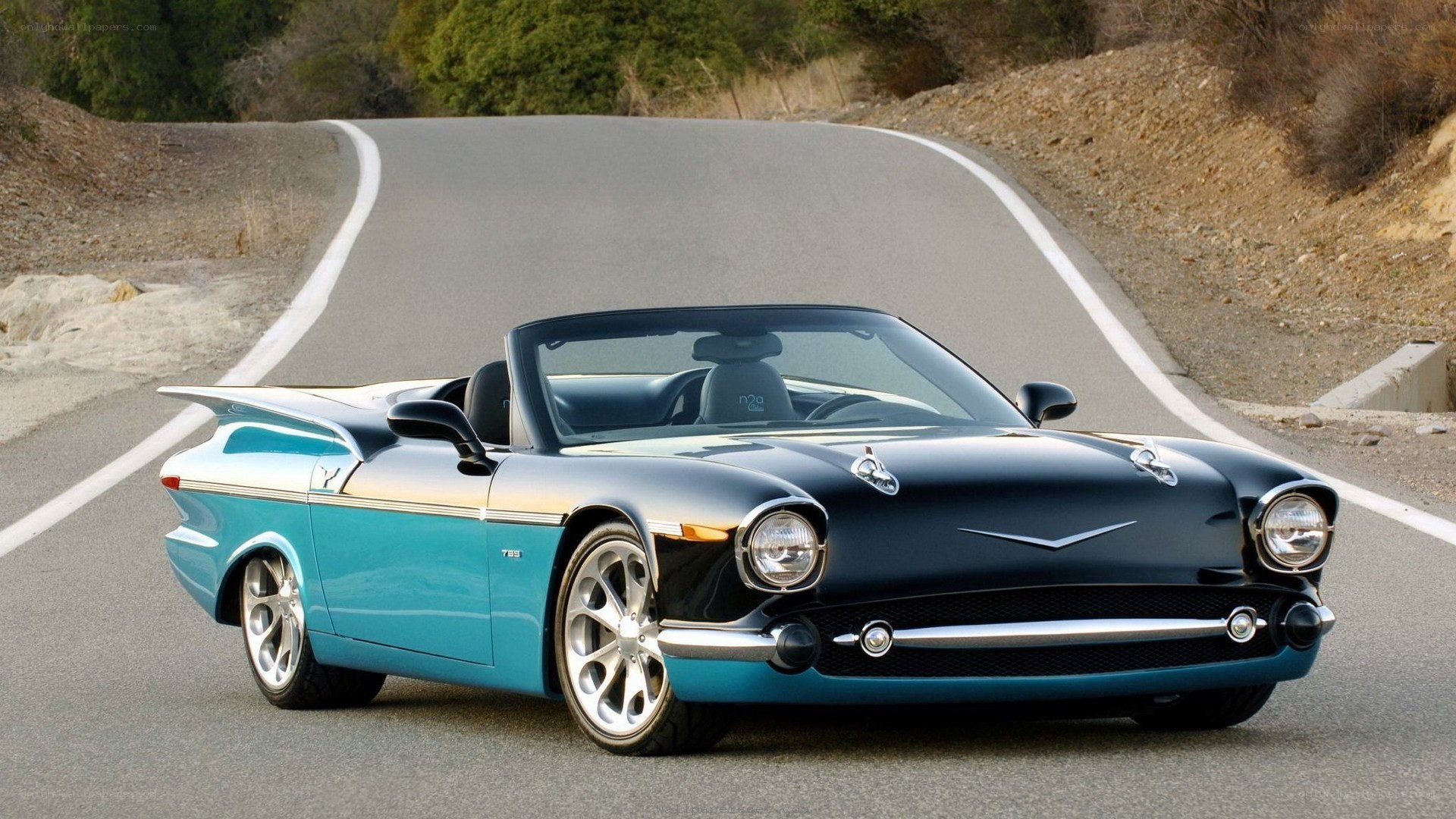 blue and black convertible car
