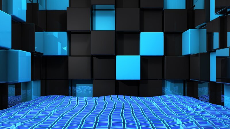blue and black cube grid