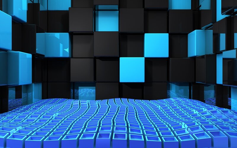 blue and black cube grid