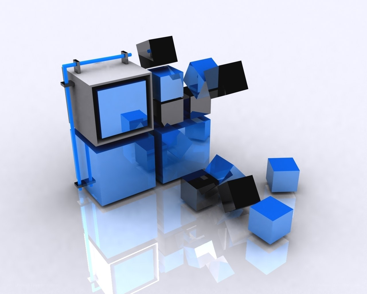Blue and black cube structure