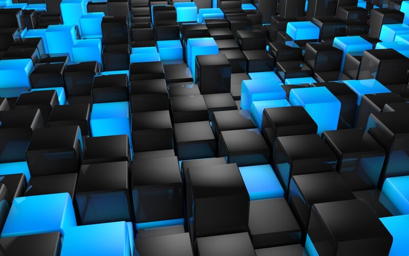 blue and black cubes abstract