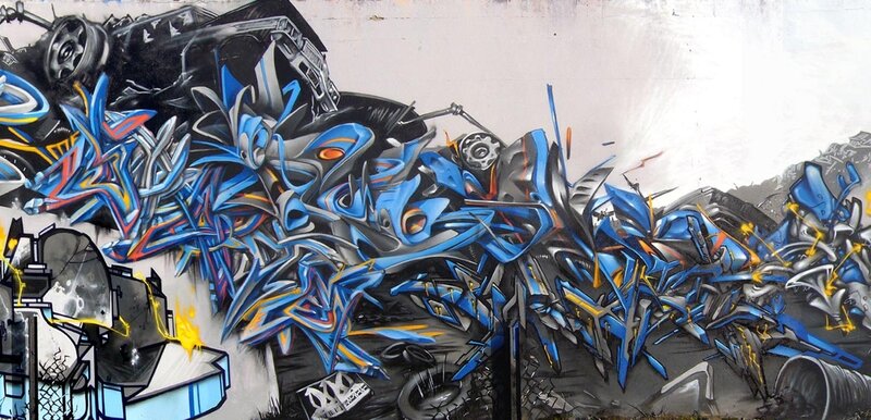 Blue and Black Graffiti