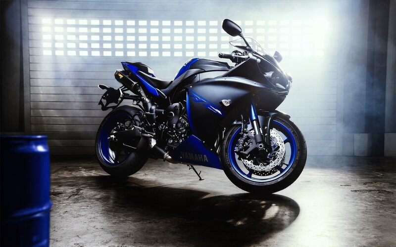 Blue and Black Motorcycle — Dramatic, Photograph, Barrel