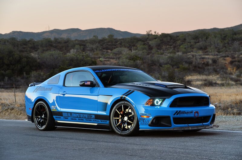 Blue and Black Mustang