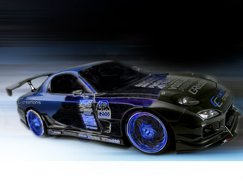 blue and black race car