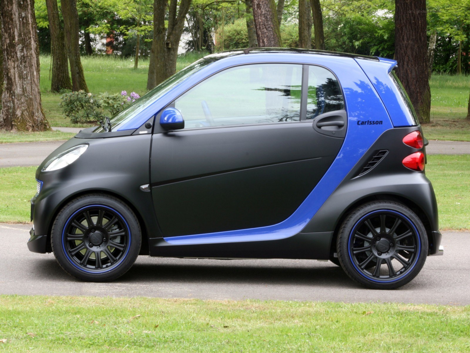 blue and black smart car