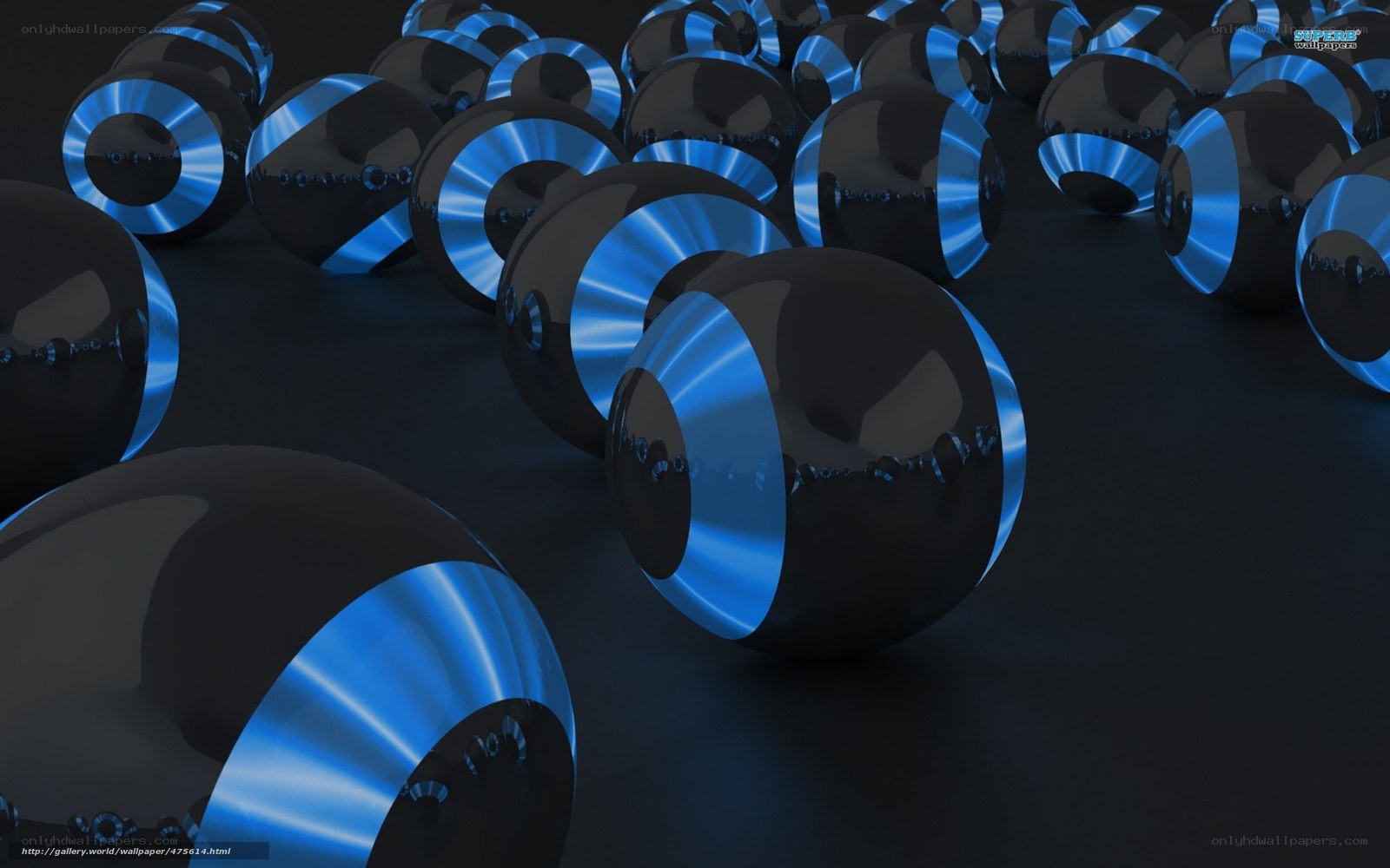 Blue and black spheres