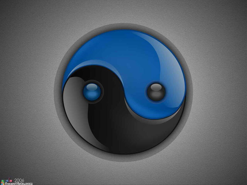Blue and black yin-yang symbol