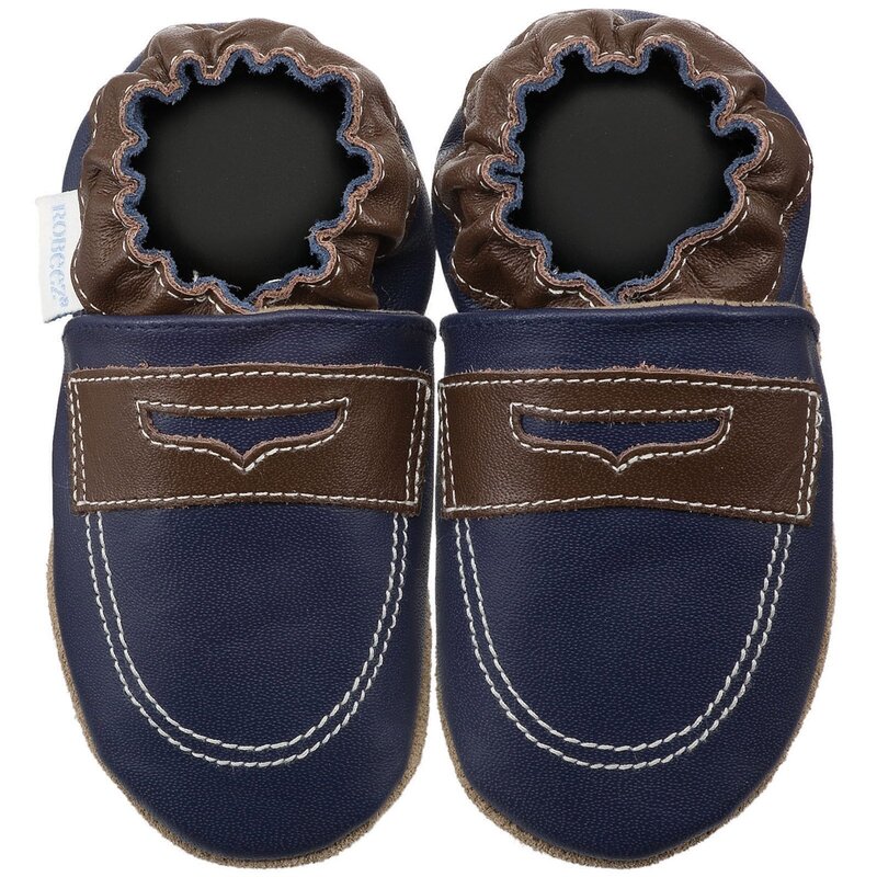 blue and brown baby shoes