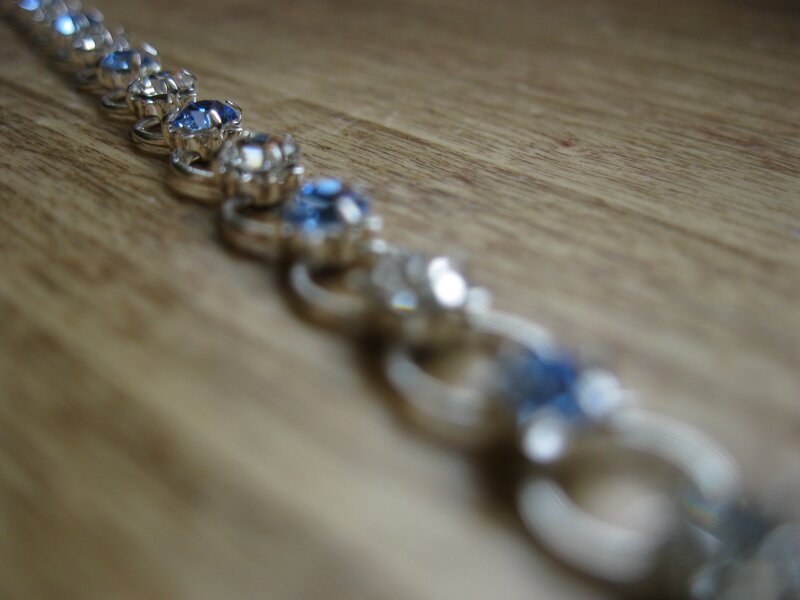 Blue and clear gemstone bracelet
