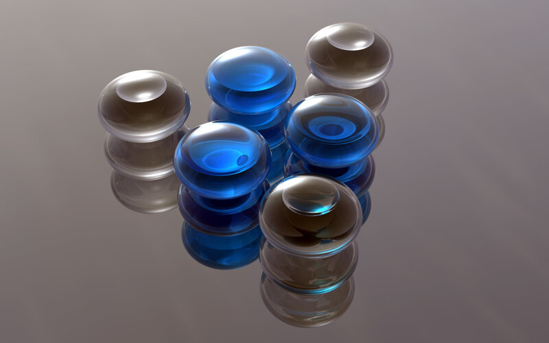 Blue and Clear Glass Spheres — Calm