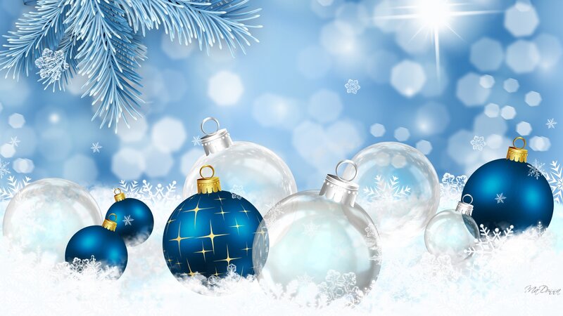 Blue and Clear Ornaments