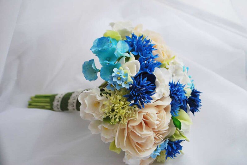 Blue and Cream Bouquet