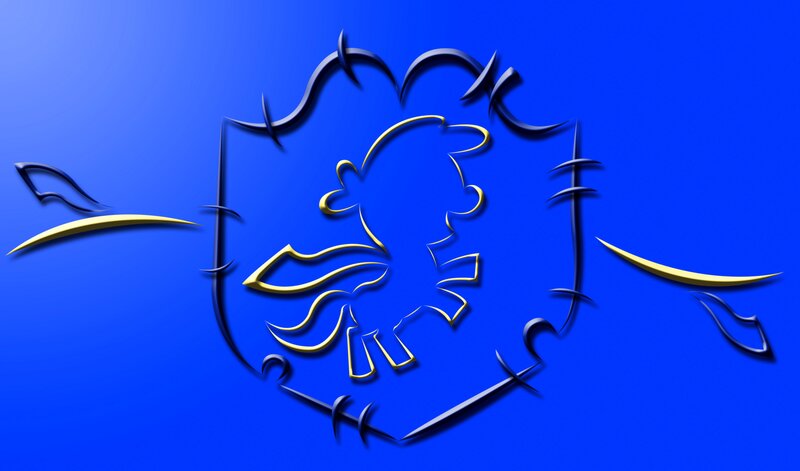 blue and gold abstract logo