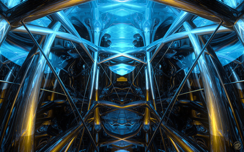 blue and gold abstract structure