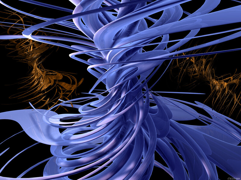 Blue and gold abstract swirls
