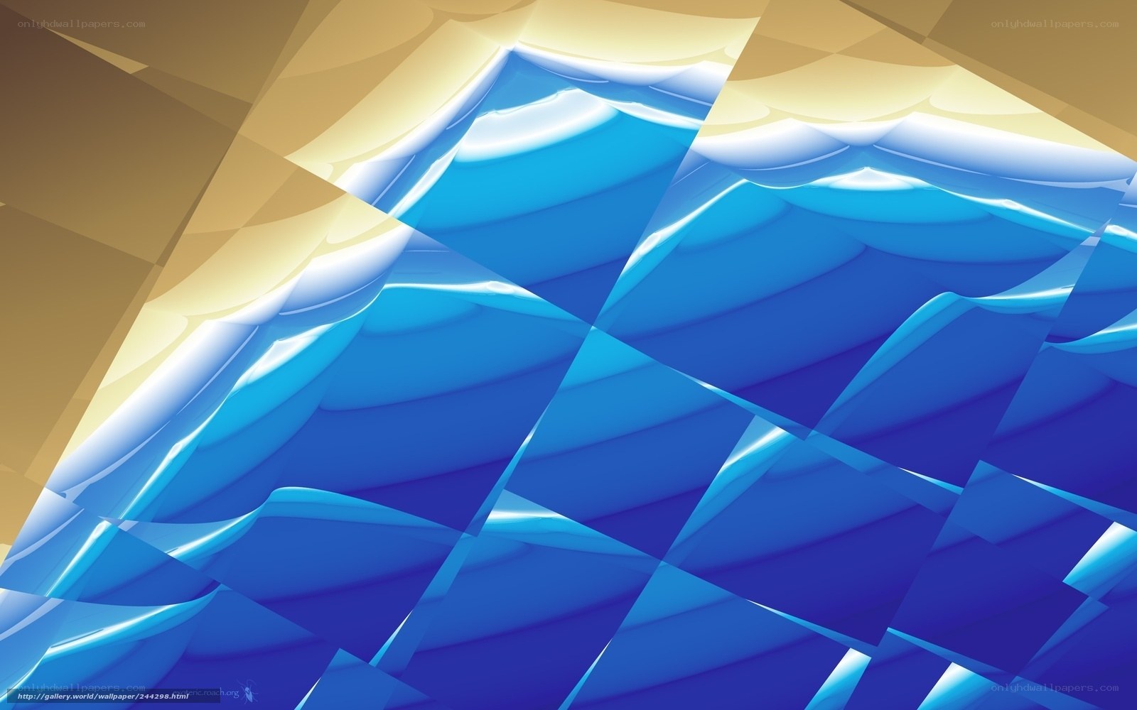 blue and gold abstract waves