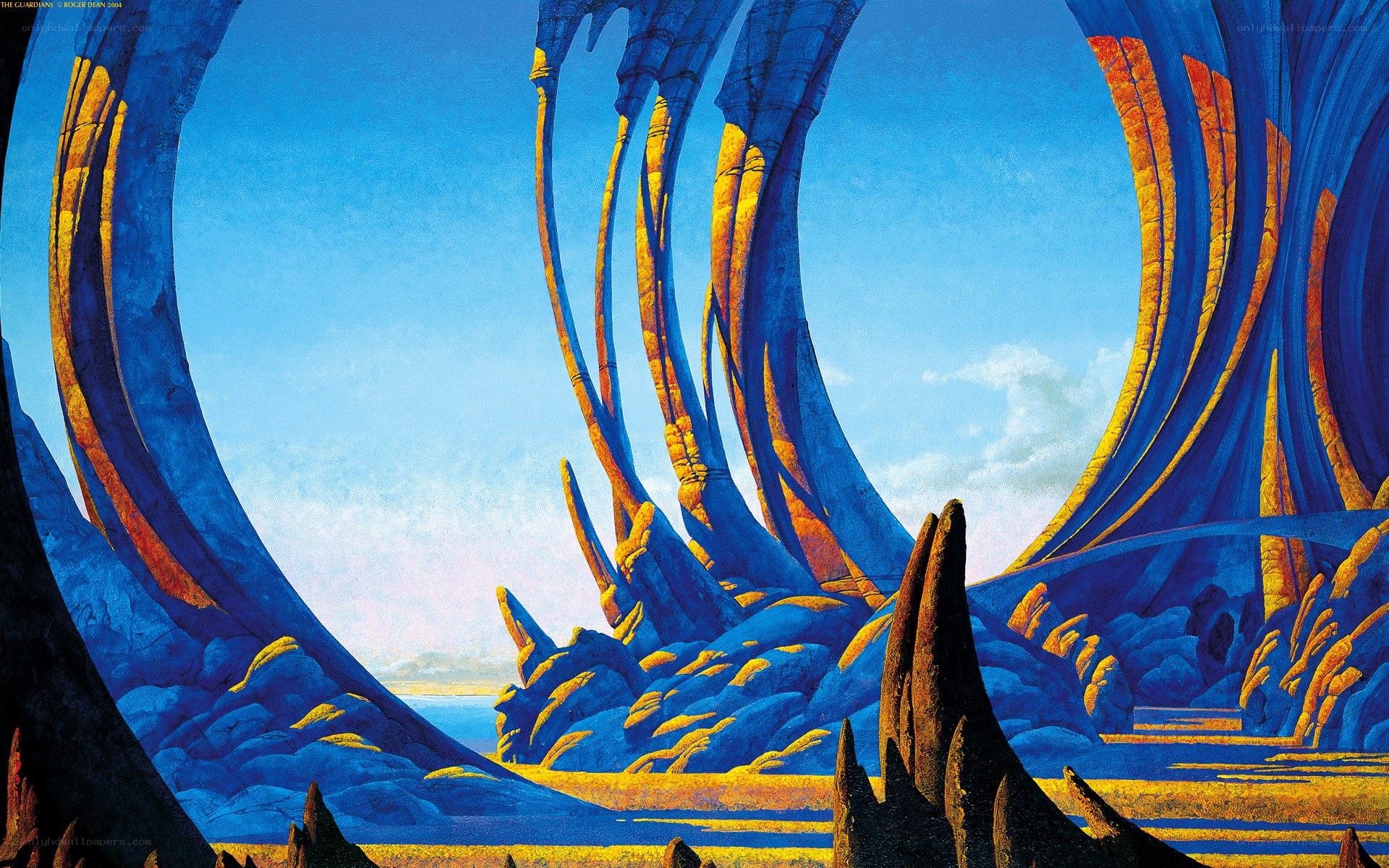 Blue and gold alien landscape