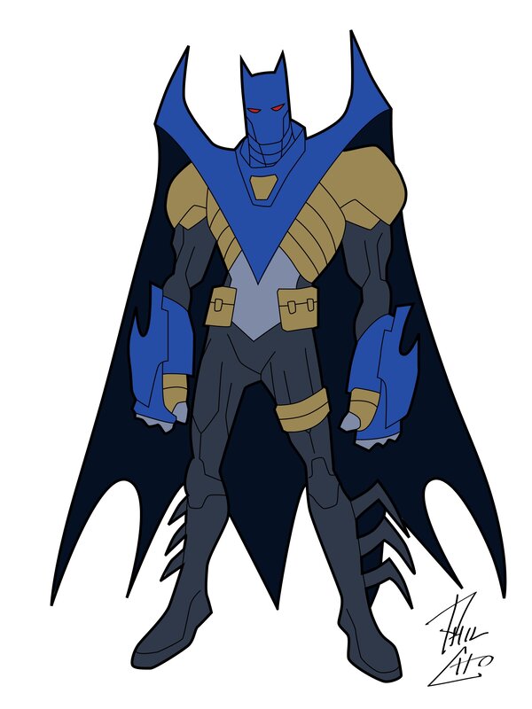 Blue and Gold Bat Character