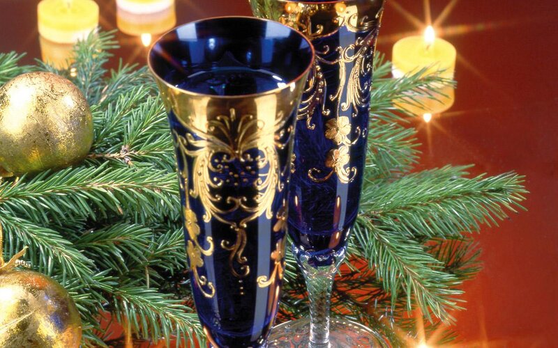 Blue and Gold Champagne Flutes