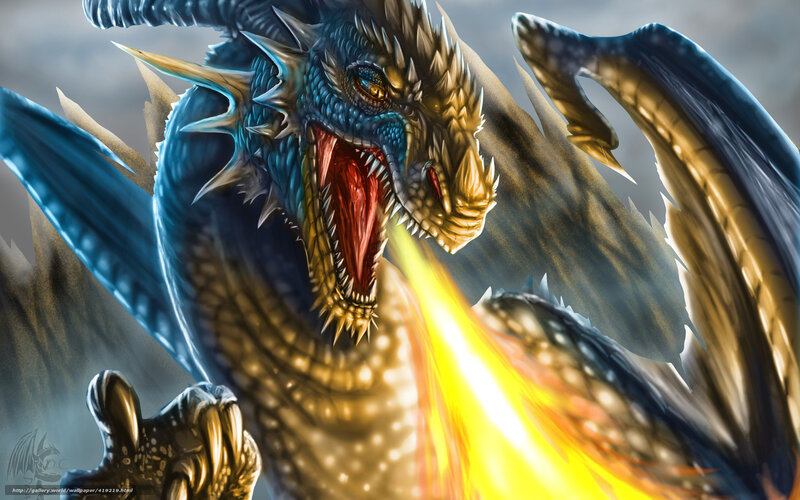 Blue and Gold Dragon — Dramatic