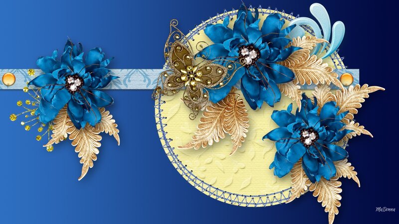 Blue and Gold Floral Design