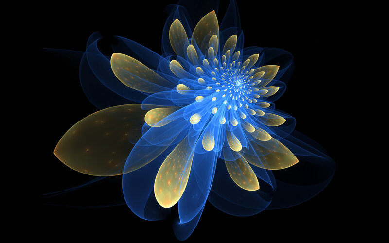 blue and gold fractal flower