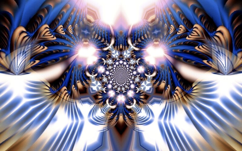 Blue and Gold Fractal Pattern — Dramatic