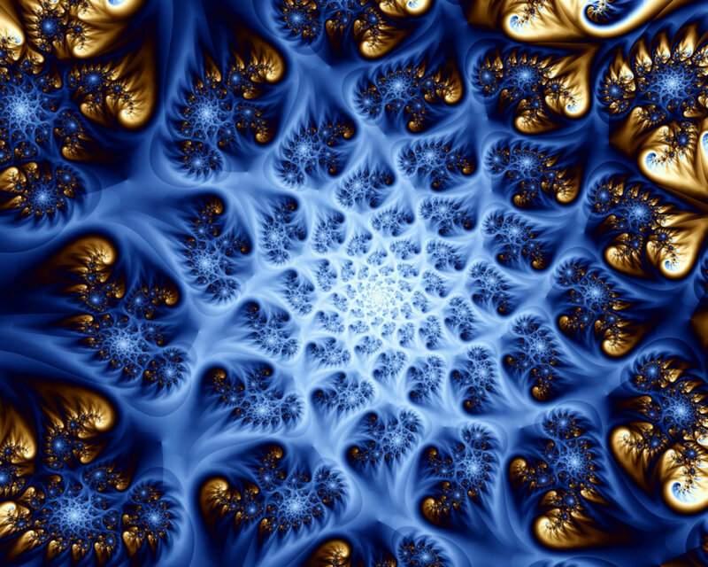 Blue and Gold Fractal Pattern — Hypnotic, Abstract