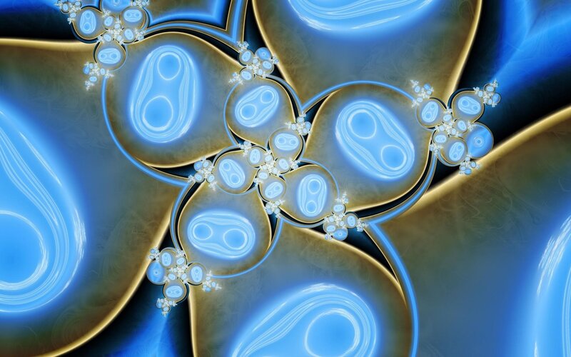 blue and gold fractal pattern