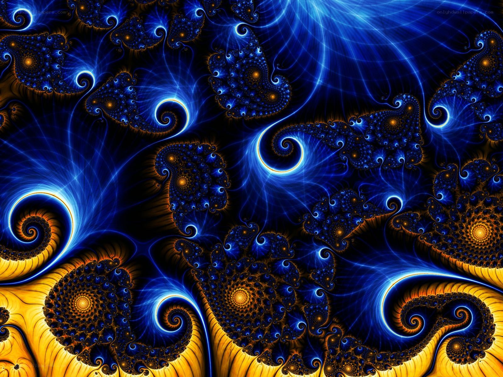 Blue and gold fractal patterns