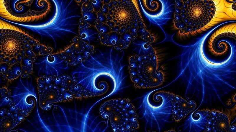 blue and gold fractal patterns