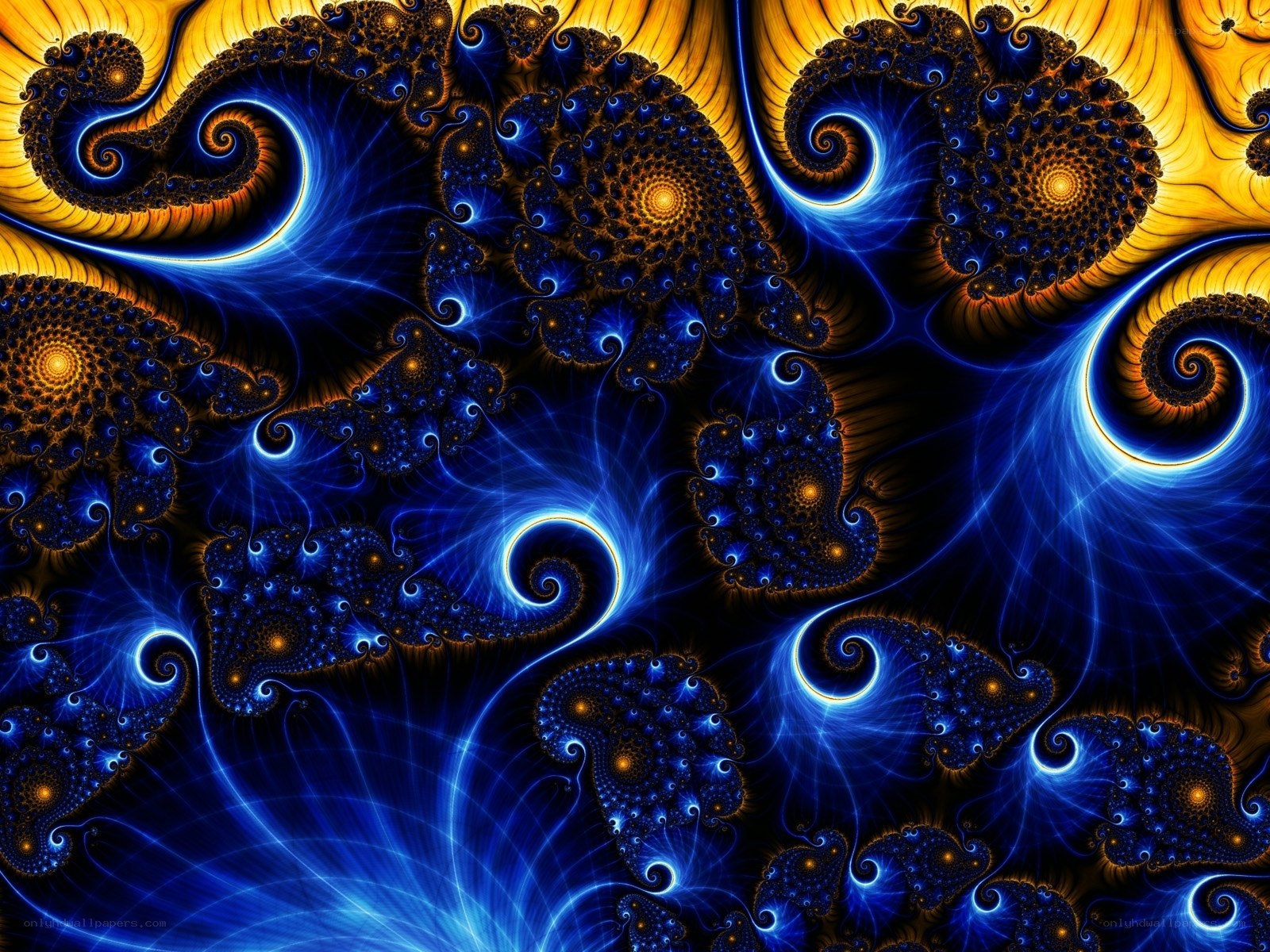 Blue and gold fractal patterns