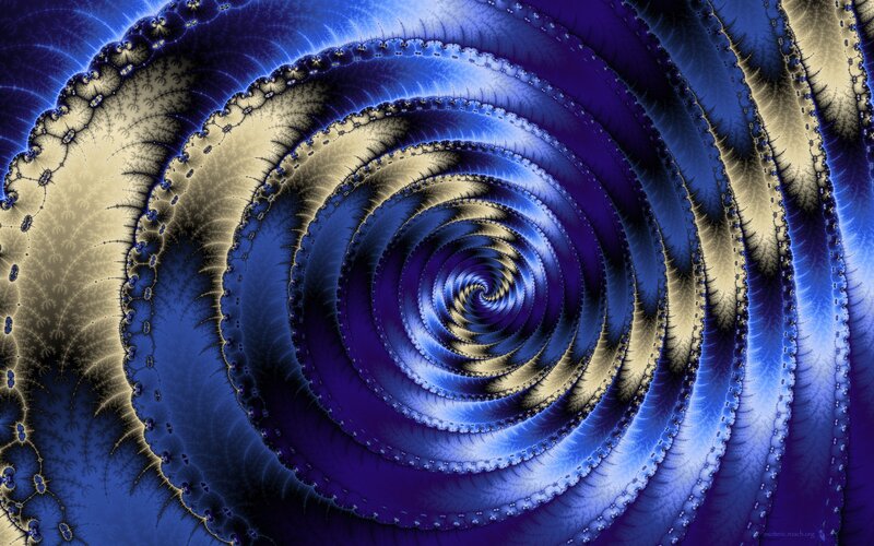 blue and gold fractal spiral