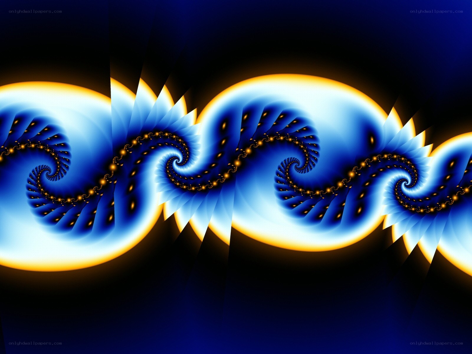 Blue and gold fractal spirals