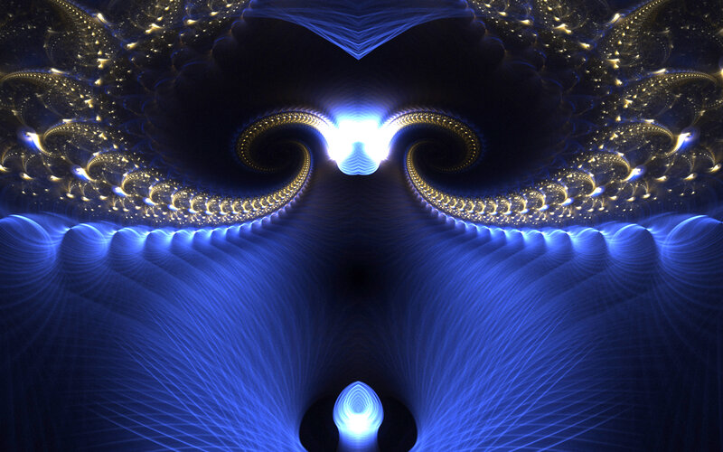 blue and gold fractal tunnel