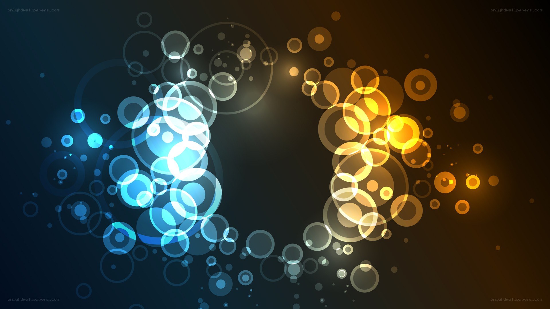 blue and gold glowing circles