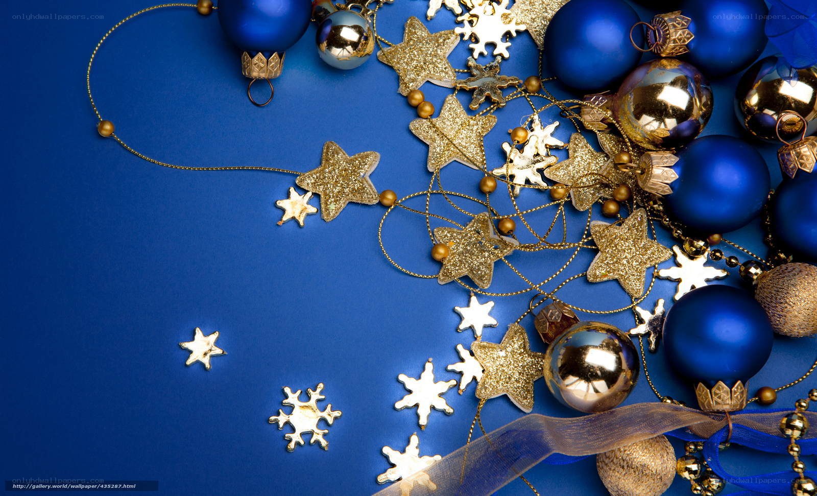 blue and gold holiday ornaments
