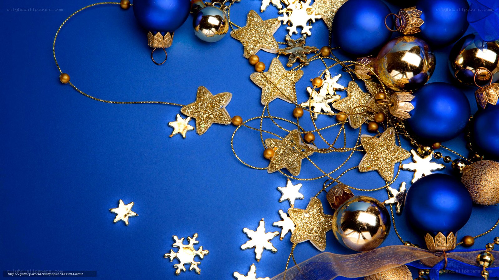 blue and gold holiday ornaments