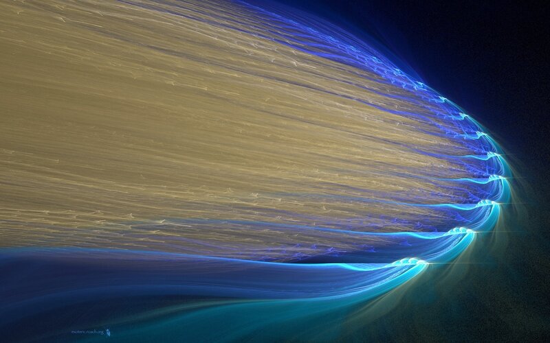 Blue and Gold Light Waves — Dramatic
