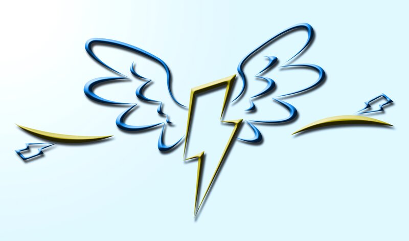 blue and gold lightning wings