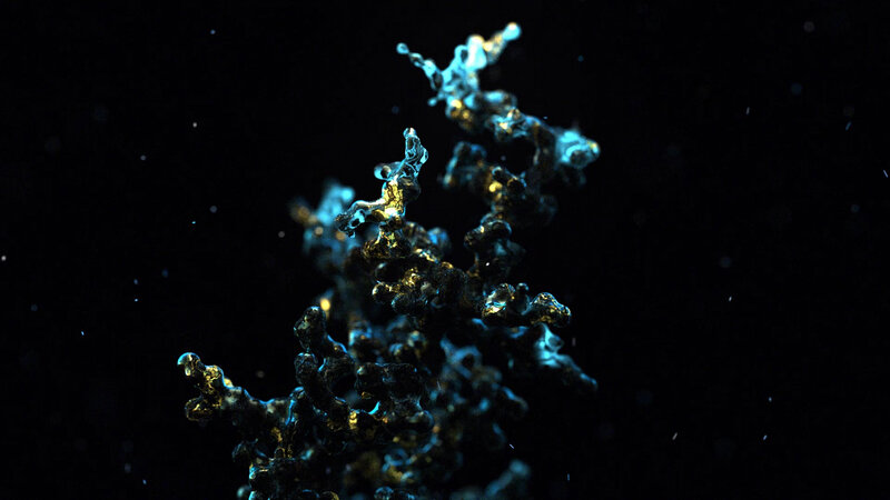 Blue and Gold Liquid Splash