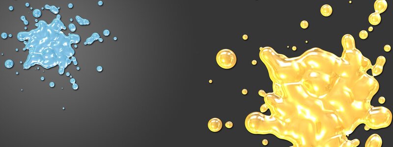 blue and gold liquid splashes