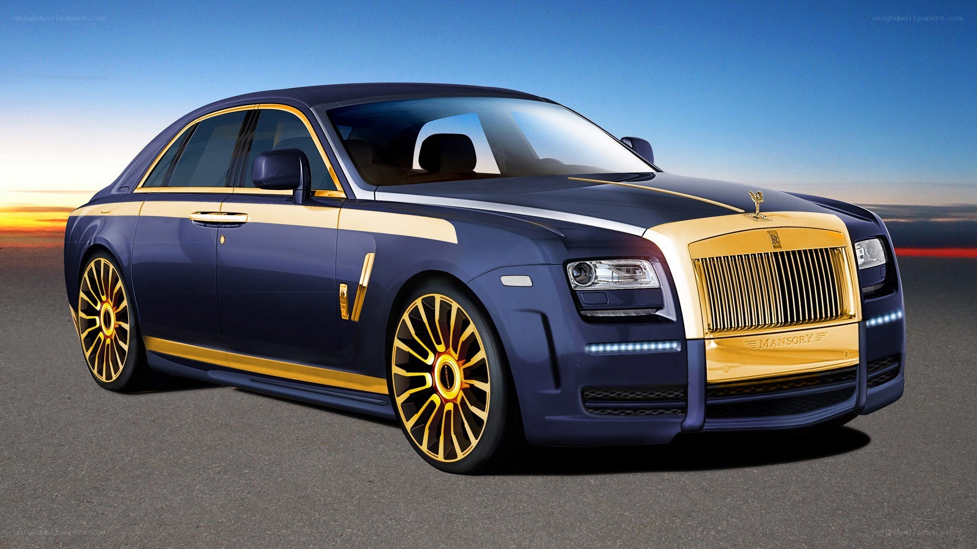 blue and gold luxury car