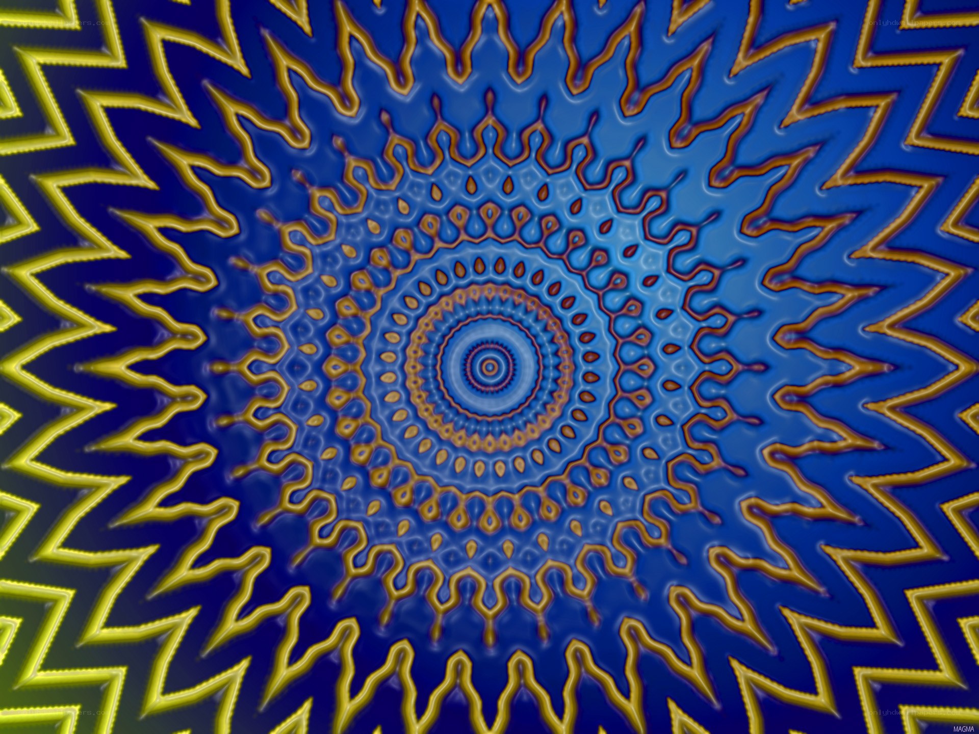 blue and gold mandala pattern