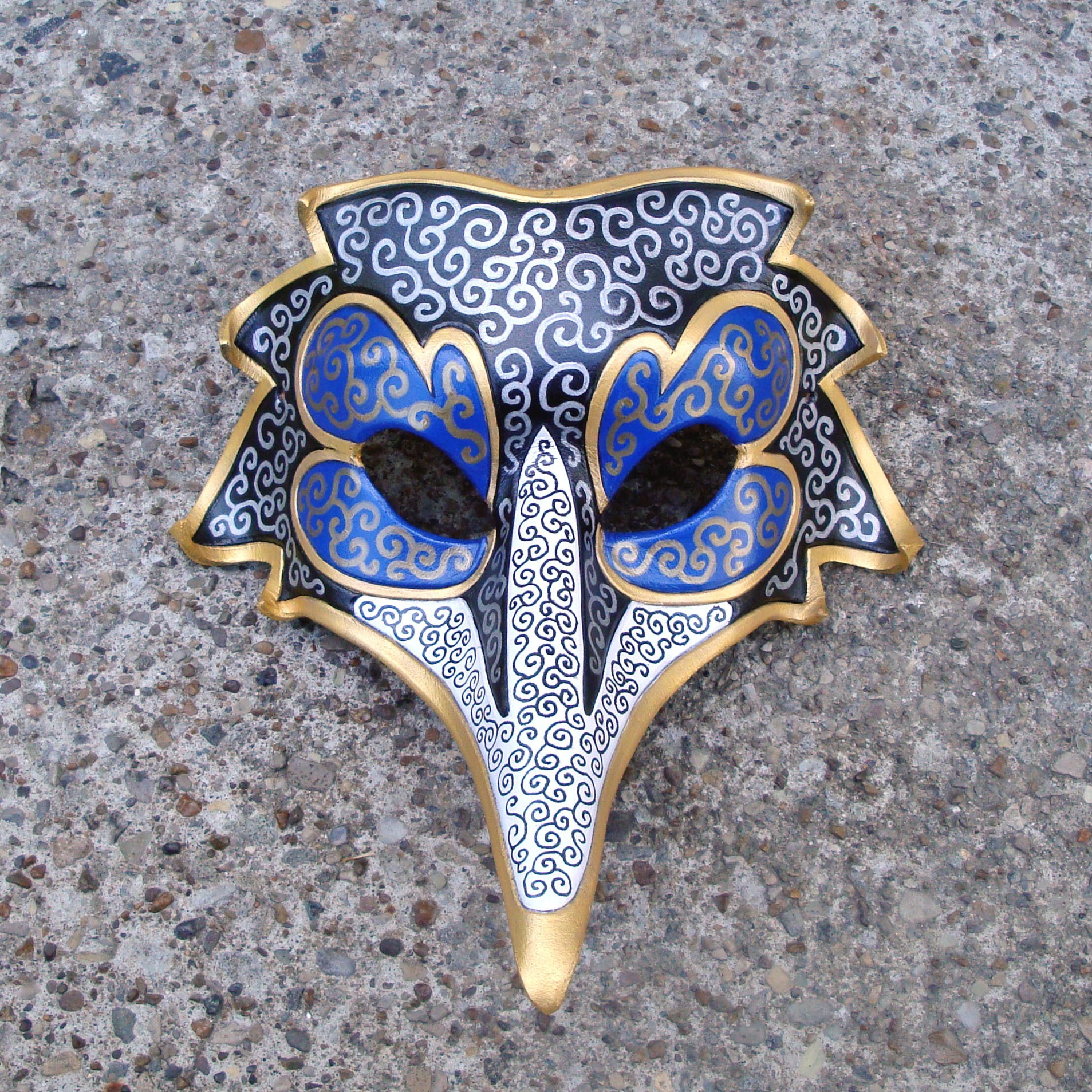 blue and gold mask