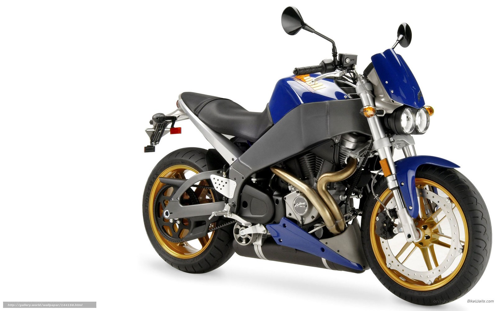 blue and gold motorcycle