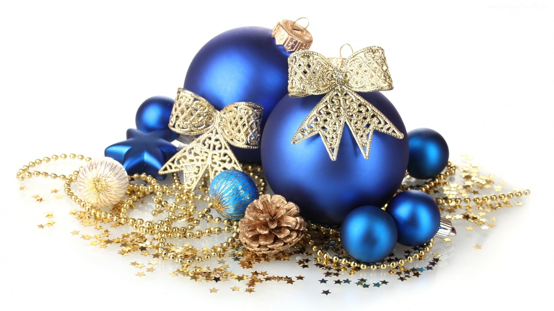 blue and gold ornaments