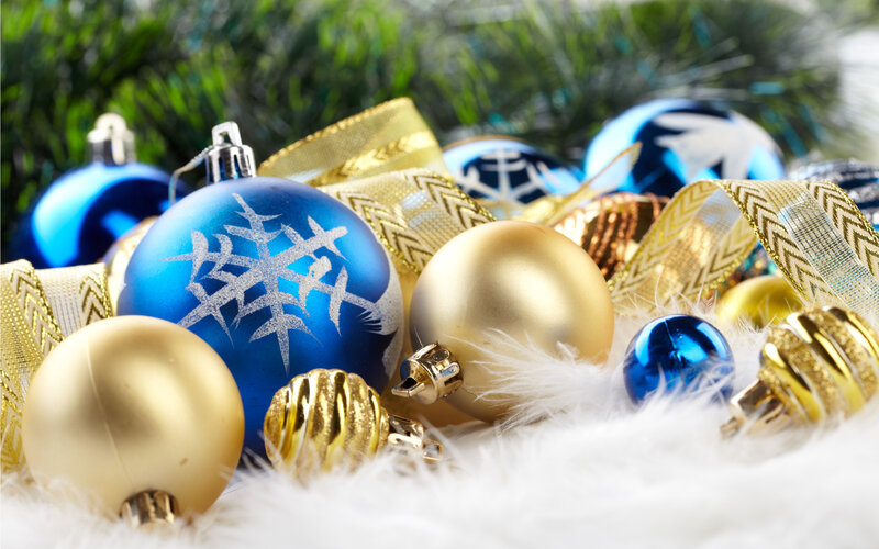 Blue and Gold Ornaments — Festive, Winter